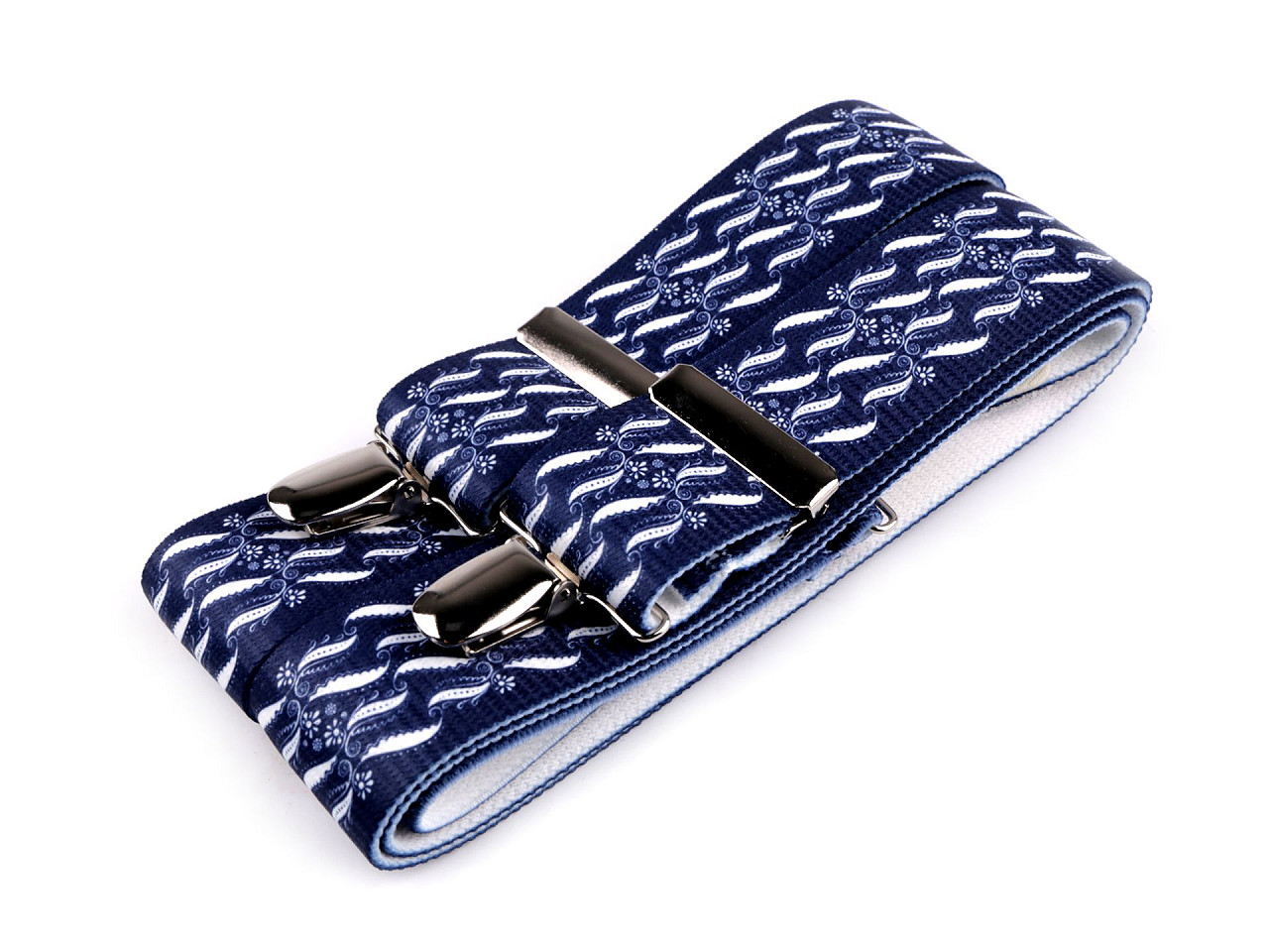 Bretele imprimeu albastru latime 3,5 cm lungime 120 cm - Albastru închis (1 Bucată)