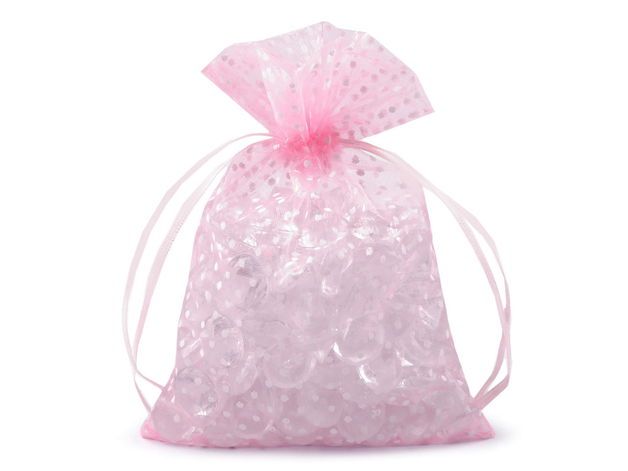 Săculeț organza cu buline, 13x18 cm - Albastru deschis (10 Bucăți)