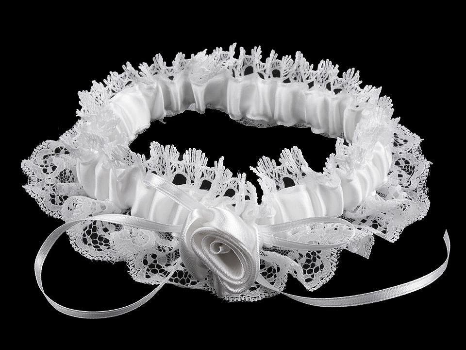 Jartieră mireasă din dantelă - Alb (1 Bucată)