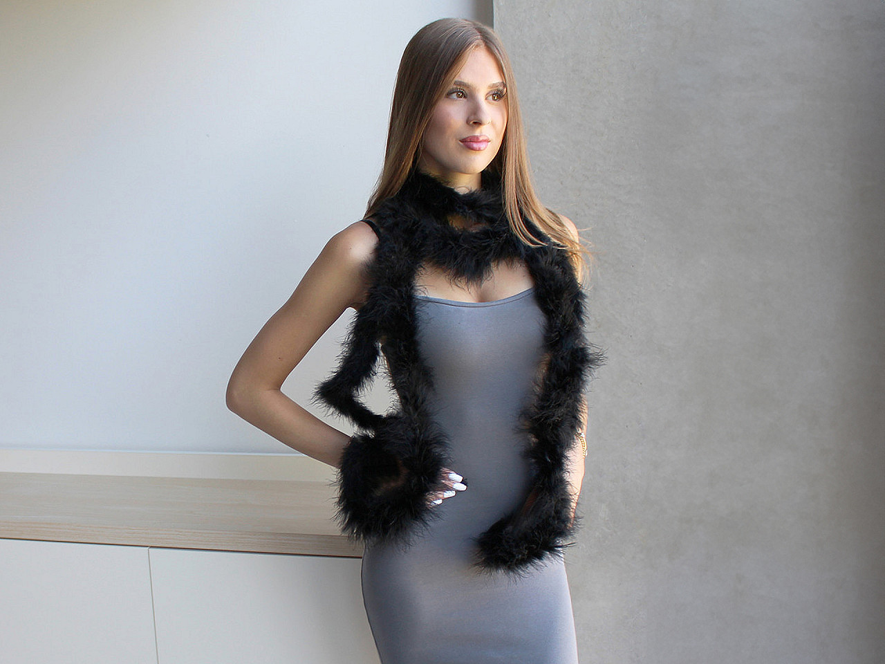 Șirag fulgi boa, 25g, lungime 2 m - Negru (1 Bucată)