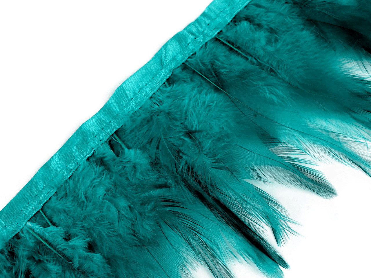 Bandă din pene de cocoș 8-12 cm - Verde irlandez (1 Metru)