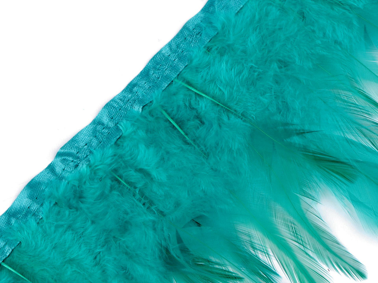 Bandă din pene de cocoș 8-12 cm - Verde irlandez (1 Metru)