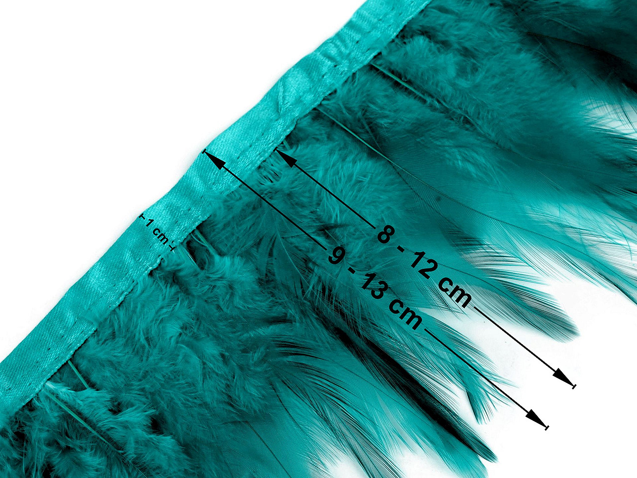 Bandă din pene de cocoș 8-12 cm - Verde irlandez (1 Metru)