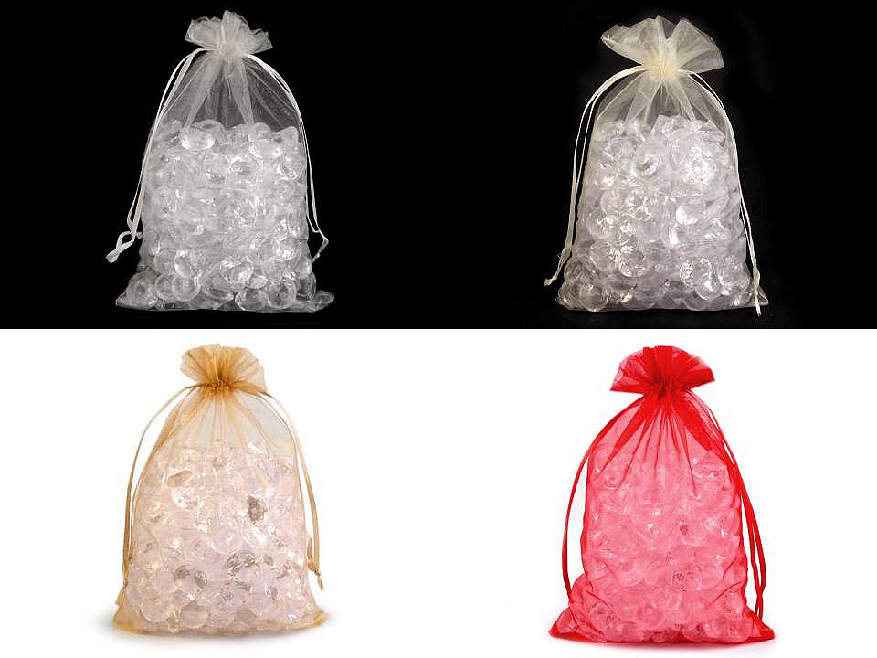 Săculeț organza pentru cadouri, 14x21 cm - Alb (100 Bucăți)