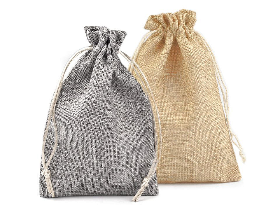 Săculeț rustic imitație iută, 12,5x17,5 cm - Natural mediu (50 Bucăți)