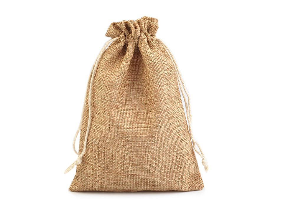 Săculeț rustic imitație iută, 12,5x17,5 cm - Natural mediu (50 Bucăți)