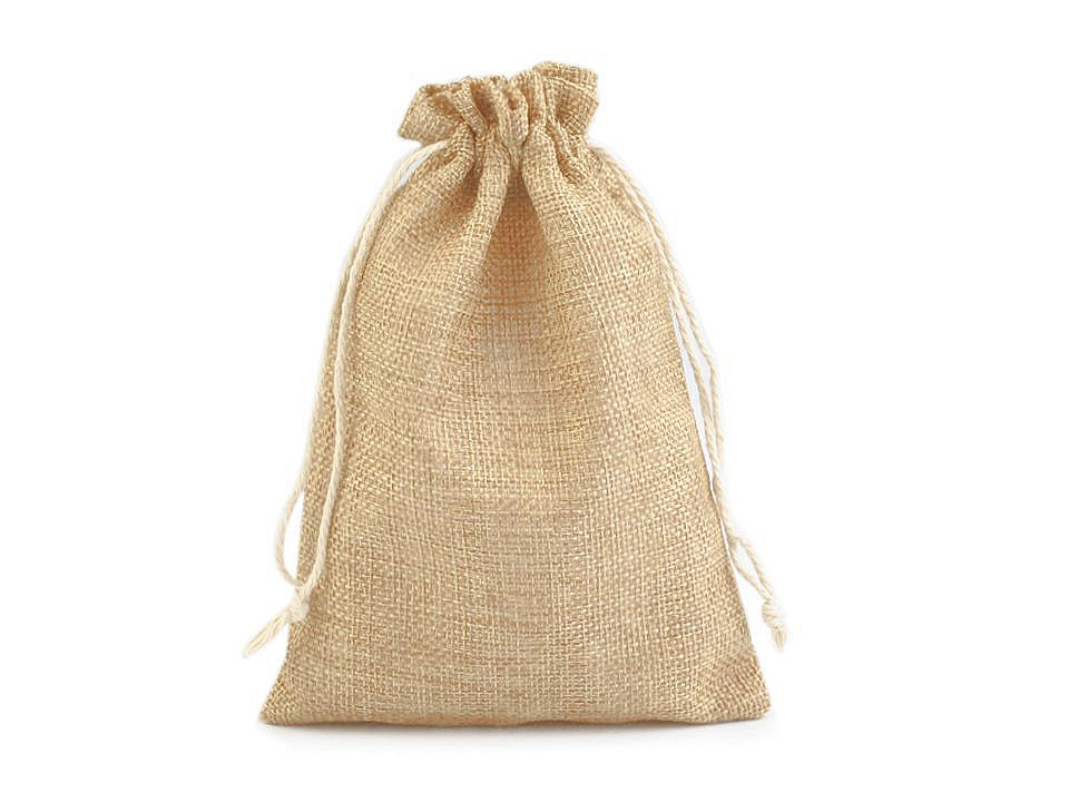 Săculeț rustic imitație iută, 12,5x17,5 cm - Natural mediu (50 Bucăți)
