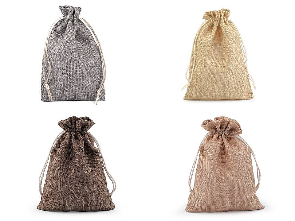 Săculeț rustic imitație iută, 12,5x17,5 cm - Natural mediu (50 Bucăți)