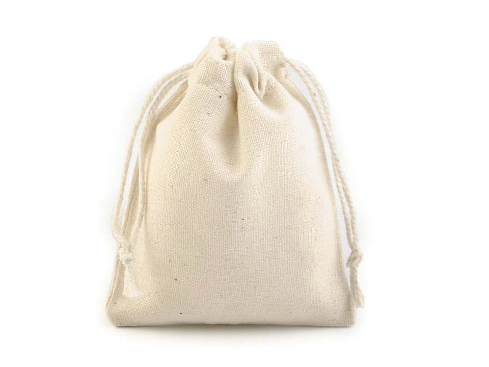 Săculeț pânză de in, 6,5x8,5 cm - Ecru deschis (12 Bucăți)