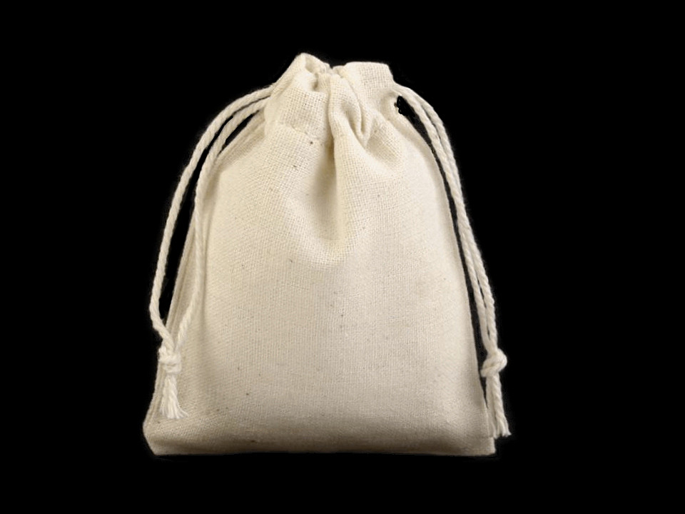 Săculeț pânză de in, 6,5x8,5 cm - Ecru deschis (12 Bucăți)
