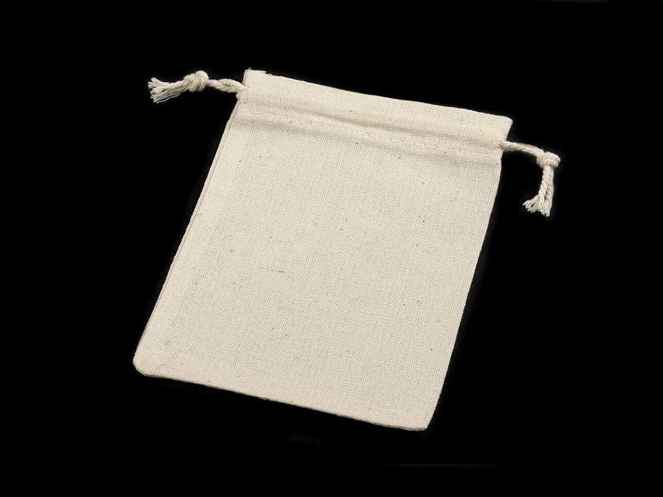 Săculeț pânză de in, 6,5x8,5 cm - Ecru deschis (12 Bucăți)
