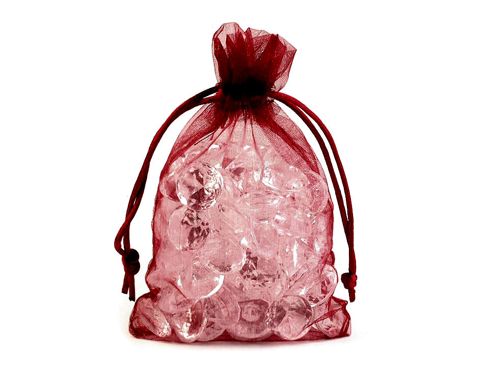 Săculeț organza pentru cadouri, 10x15 cm - Roșu x-mas (10 Bucăți)