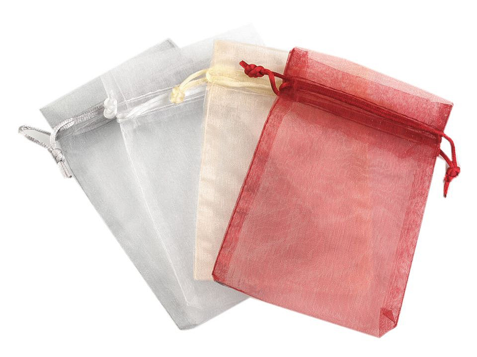 Săculeț organza pentru cadouri, 10x15 cm - Roșu x-mas (10 Bucăți)