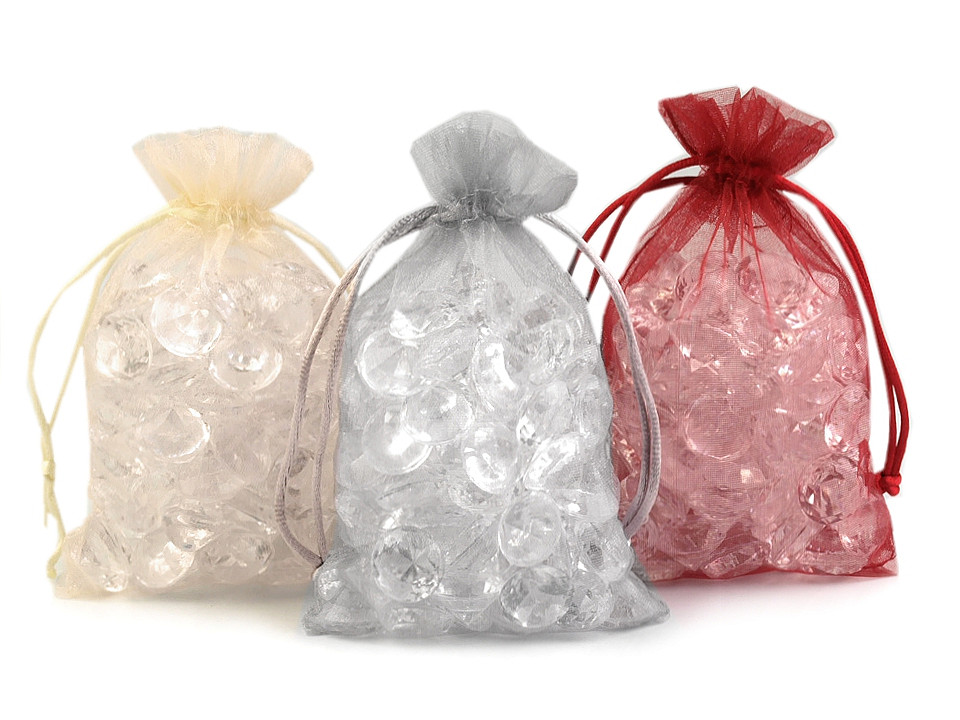 Săculeț organza pentru cadouri, 10x15 cm - Roșu x-mas (10 Bucăți)