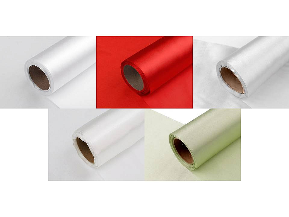 Satin, lățime 14 cm - Alb (9 Metri)