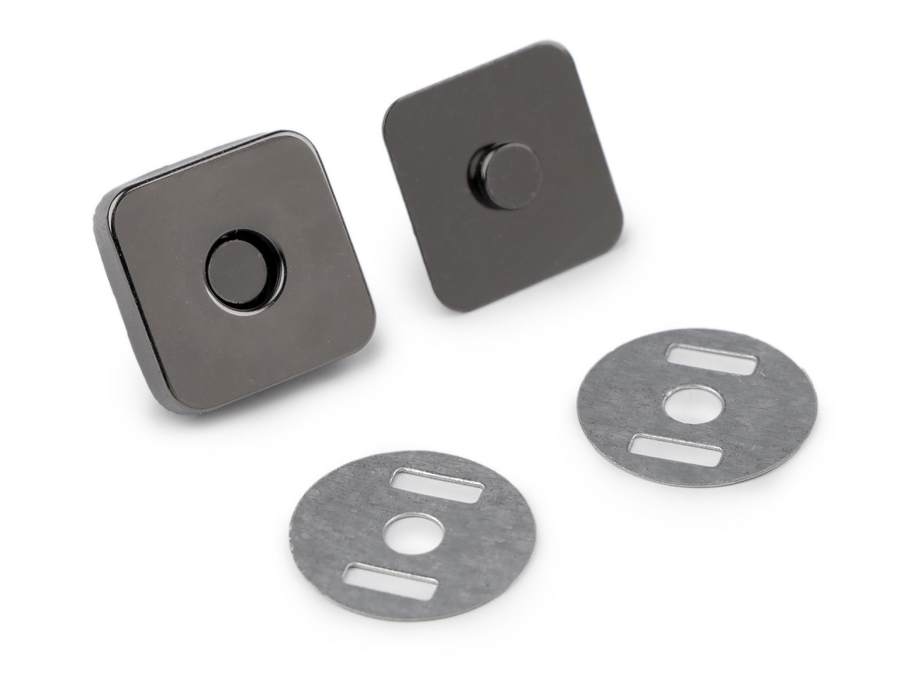 Închizatori / capse magnetice pătrate, 18x18 mm - Alamă antică (100 Seturi)