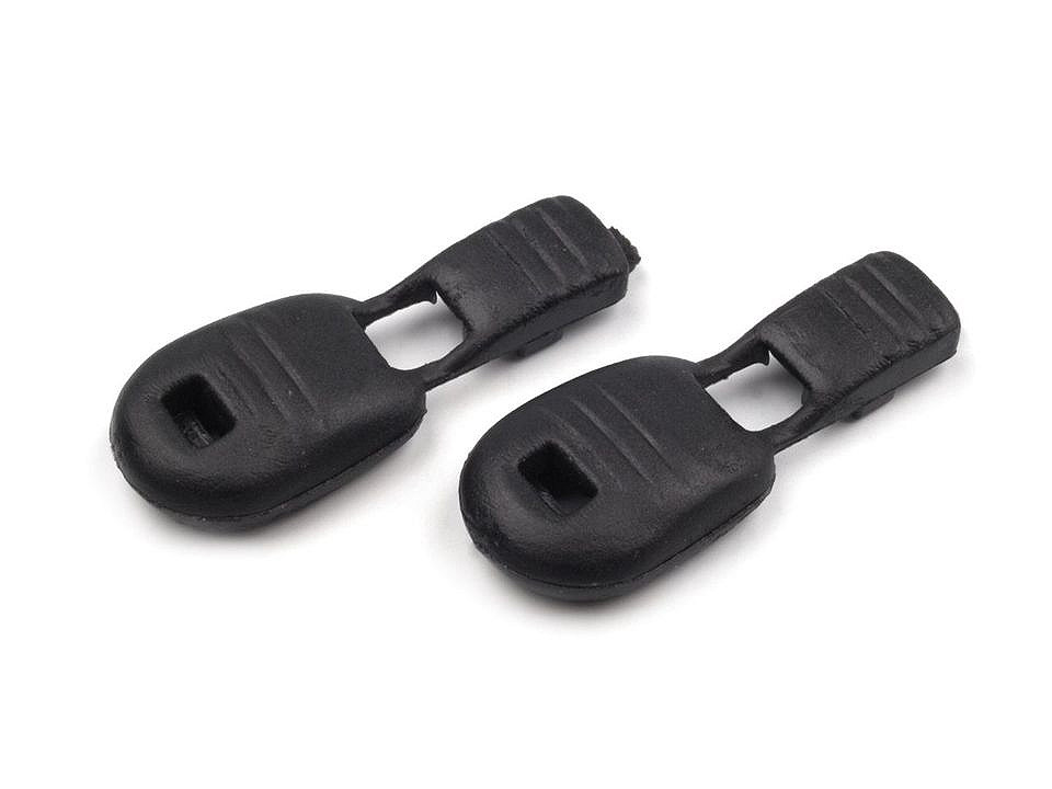 Capăt șnur, 15x19 mm - Negru (100 Bucăți)