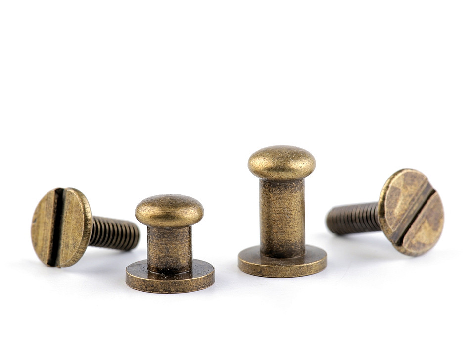 Butoni cu șurub pentru pielarie, ø6 mm - Nichel (10 Perechi)