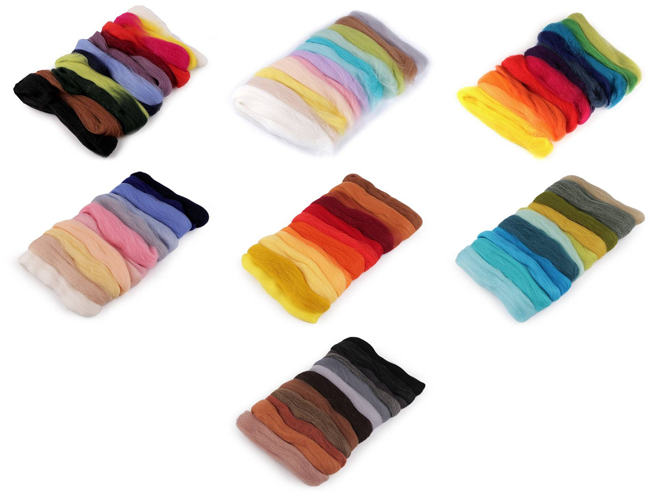 Lână merinos pieptănată, 50 g, 12 culori/set - Mix (1 Sac)