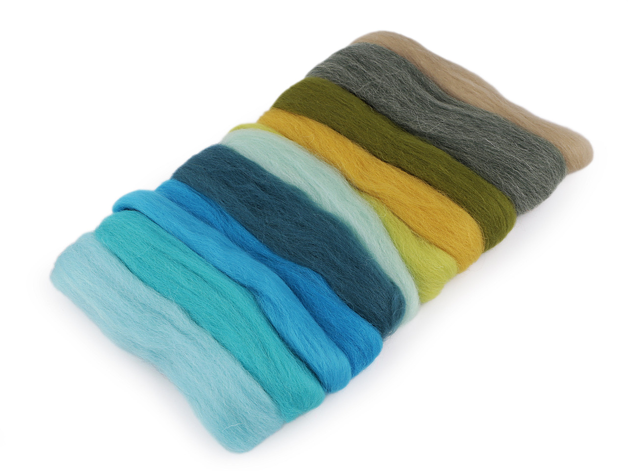 Lână merinos pieptănată, 50 g, 12 culori/set - Mix (1 Sac)