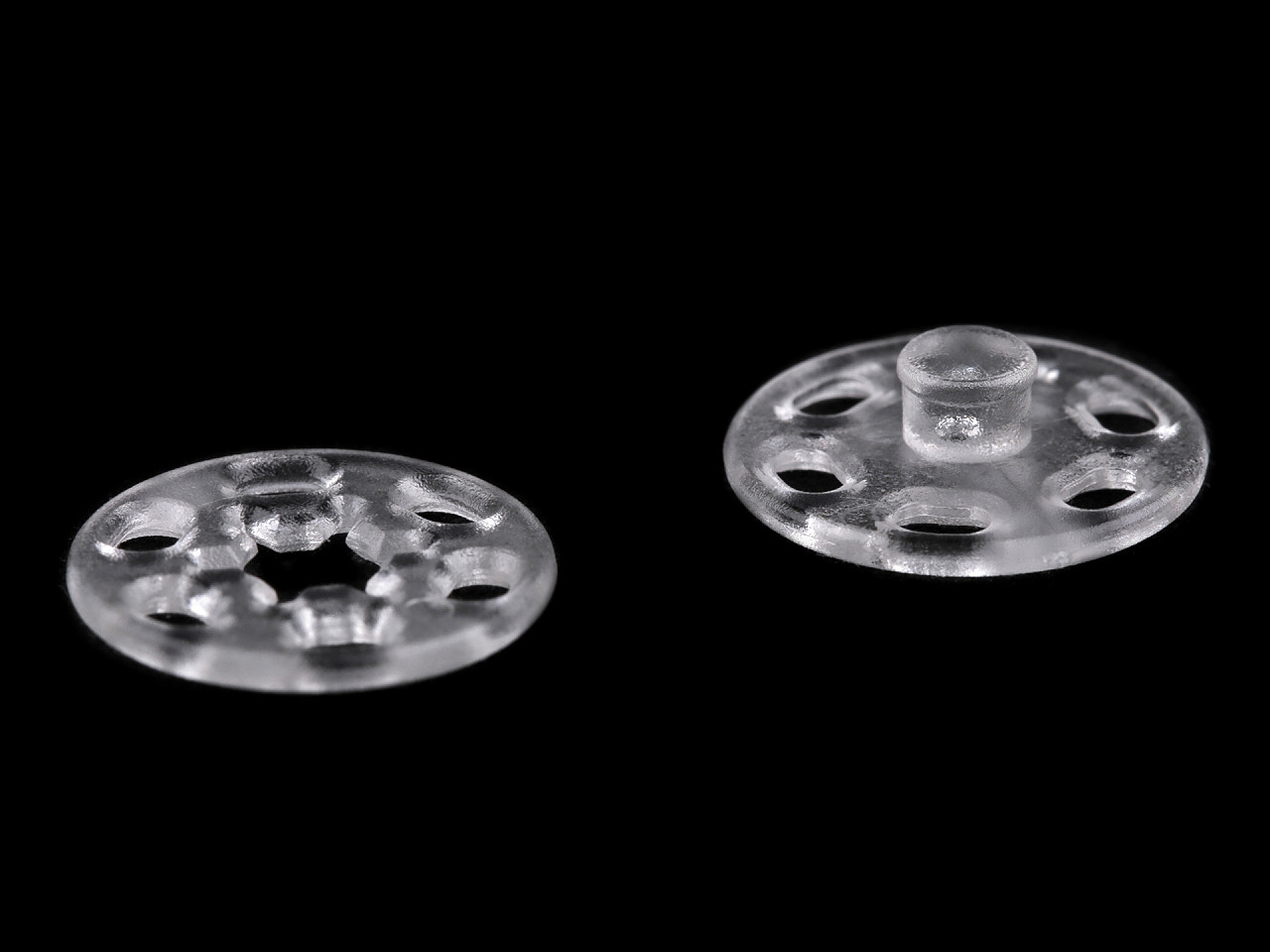 Capse de cusut din plastic, ø13 mm, ø15 mm - Transparent (10 Perechi)