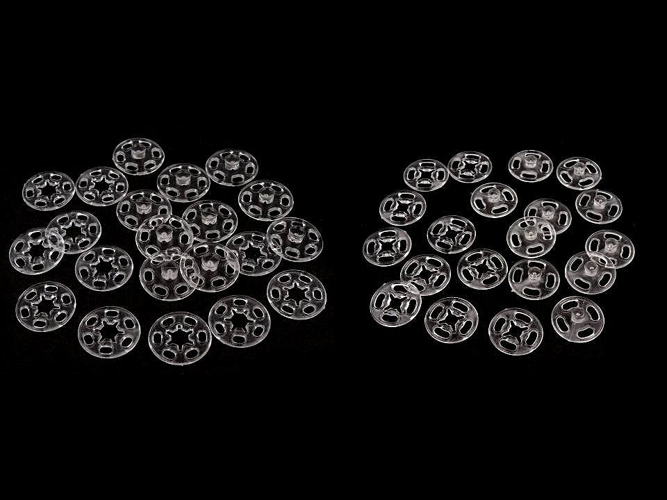Capse de cusut din plastic, ø13 mm, ø15 mm - Transparent (10 Perechi)
