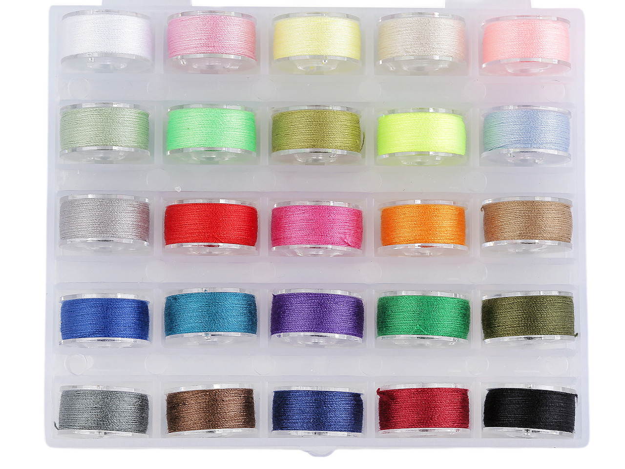 Bobine cu ață în cutie de plastic - Mix culori (6 Cutii) Bobine cu ață în cutie de plastic - Mix culori (6 Cutii)