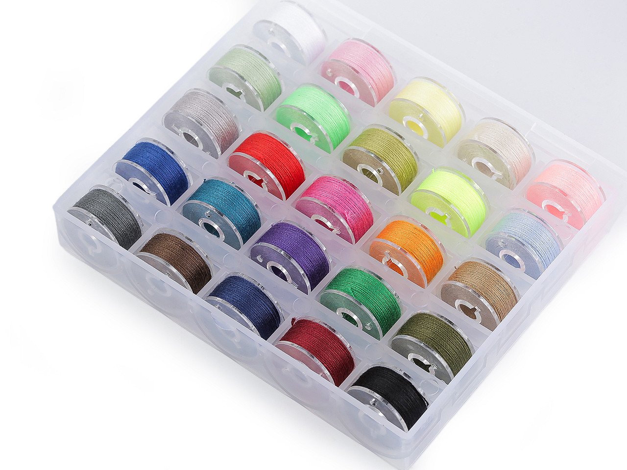 Bobine cu ață în cutie de plastic - Mix culori (6 Cutii) Bobine cu ață în cutie de plastic - Mix culori (6 Cutii)