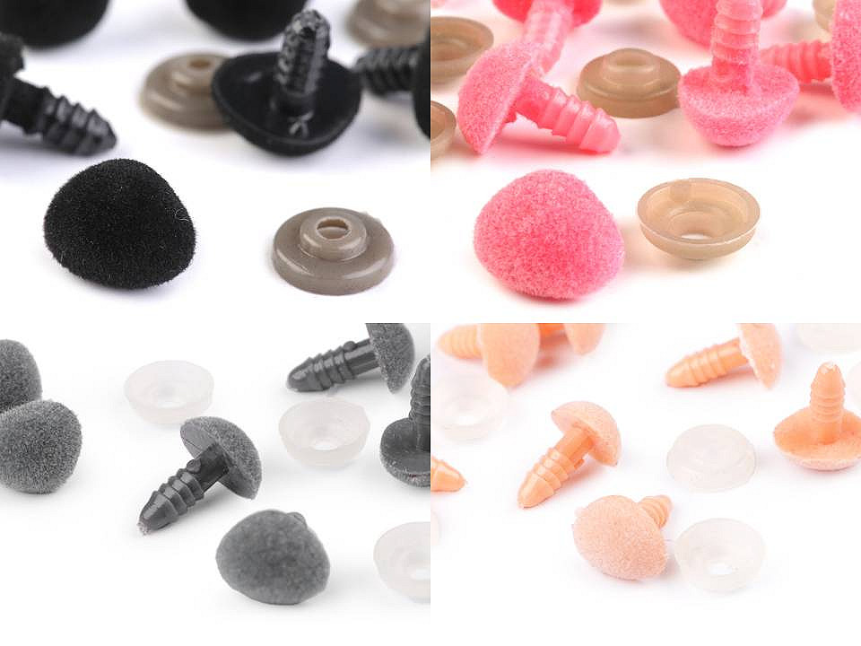 Nas pentru jucării cu dispozitiv de siguranță, 11x14 mm - Roz mediu (10 Seturi)