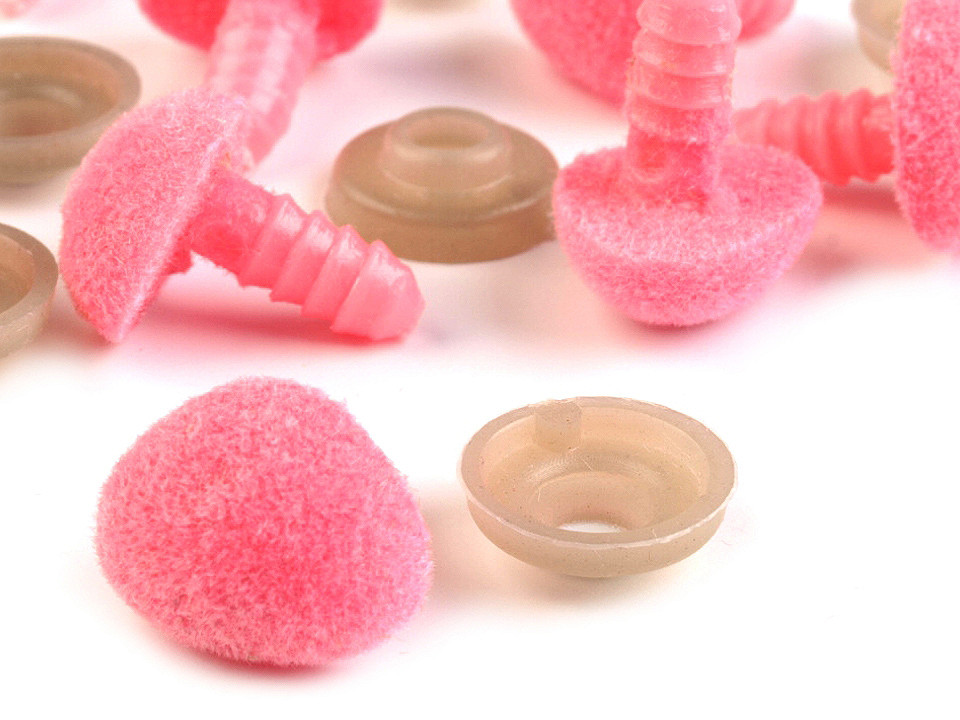 Nas pentru jucării cu dispozitiv de siguranță, 11x14 mm - Roz mediu (10 Seturi)