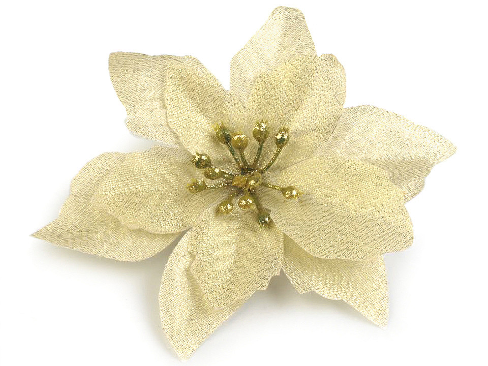 Crăciuniță decorativă cu lurex, ø14 cm - Auriu deschis (50 Bucăți)