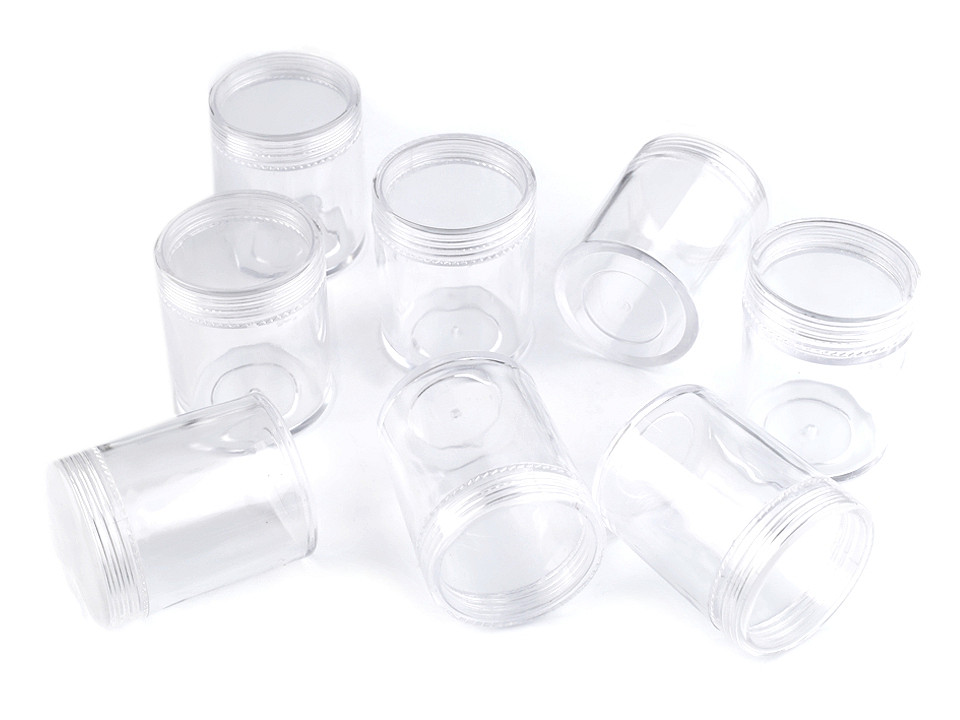 Cutie din plastic, capac cu filet, 3,8x4,7cm - Transparent (2 Bucăți)