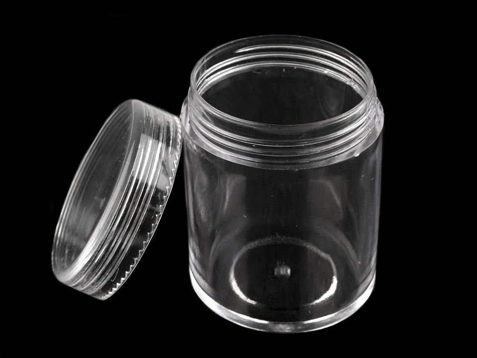 Cutie din plastic, capac cu filet, 3,8x4,7cm - Transparent (2 Bucăți)