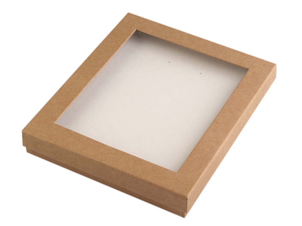 Cutie cu capac transparent, capitonată, 16x19,5 cm - Maro natural (1 Bucată)