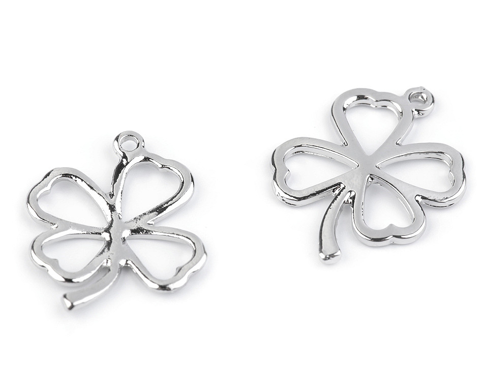 Pandantiv trifoi cu patru foi, 20x24 mm - Auriu deschis (2 Bucăți)