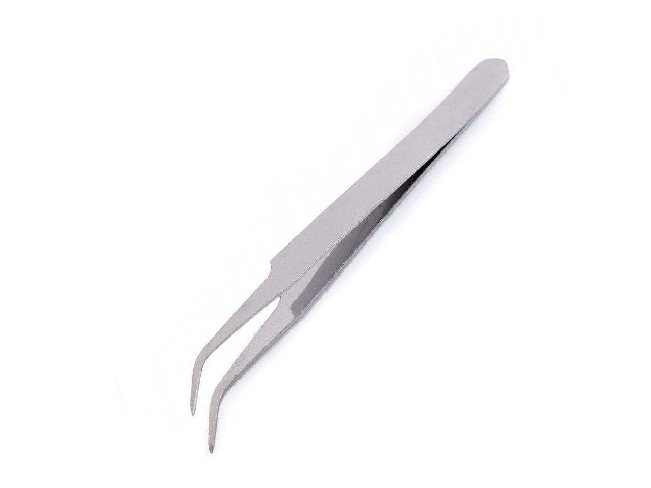 Pensetă metalică cu vărf curbat, 11,5 cm - Nichel (25 Bucăți)