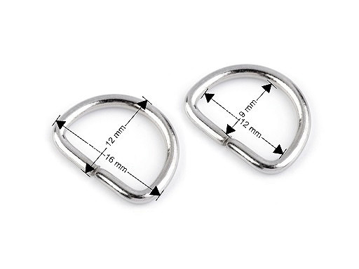 Inel metalic tip d, lățime 12 mm - Nichel negru (20 Bucăți)