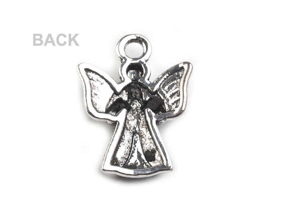 Pandantiv îngeraș, 15x20 mm - Platinum (5 Bucăți)