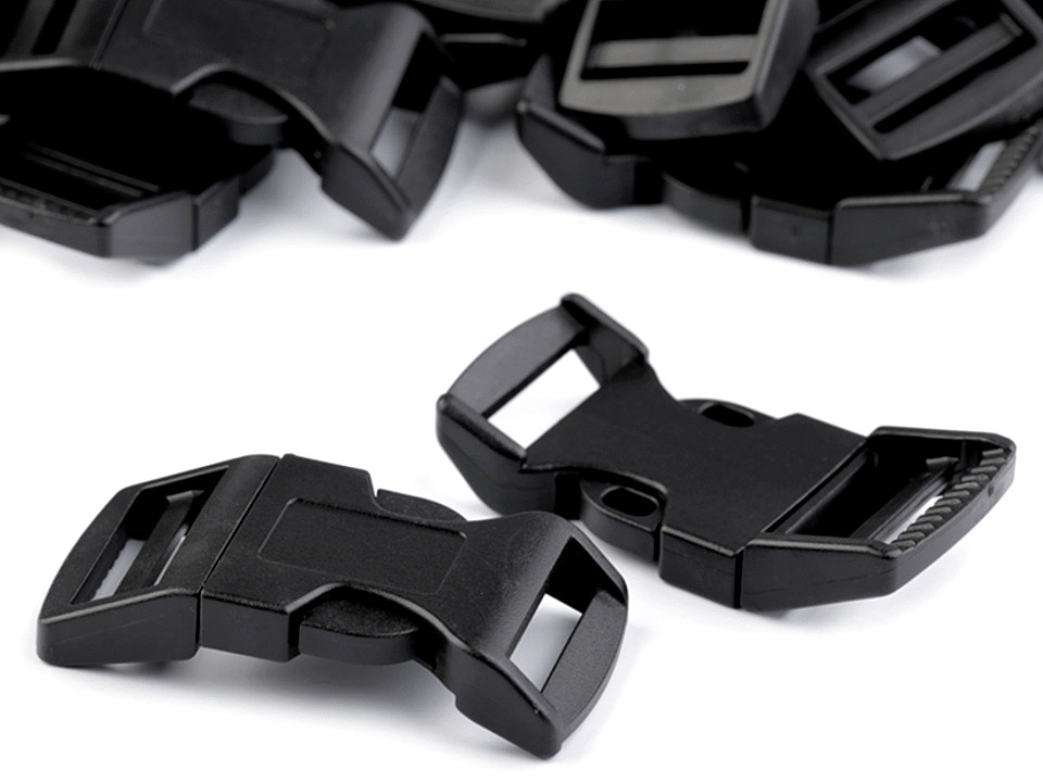 Cataramă trident curbată, lățime 25 mm - Negru (2 Seturi)