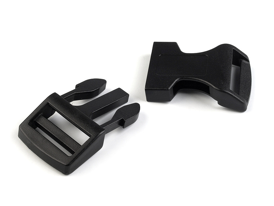 Cataramă trident curbată, lățime 25 mm - Negru (2 Seturi)