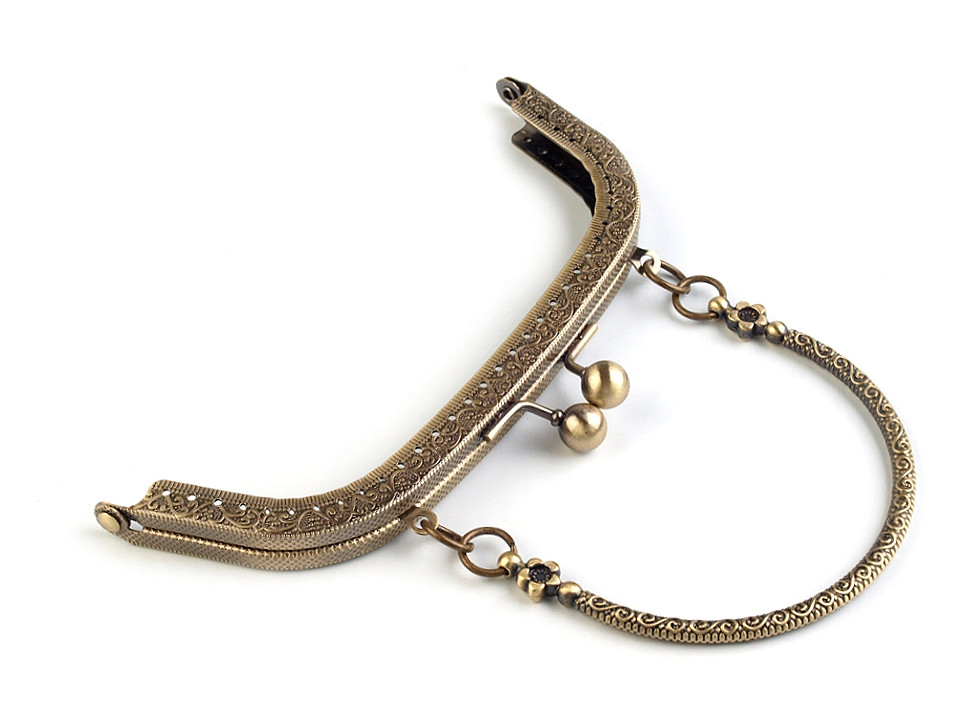 Ramă cu mâner pentru poșetă, 16,2x14 cm - Alamă antică (1 Bucată)