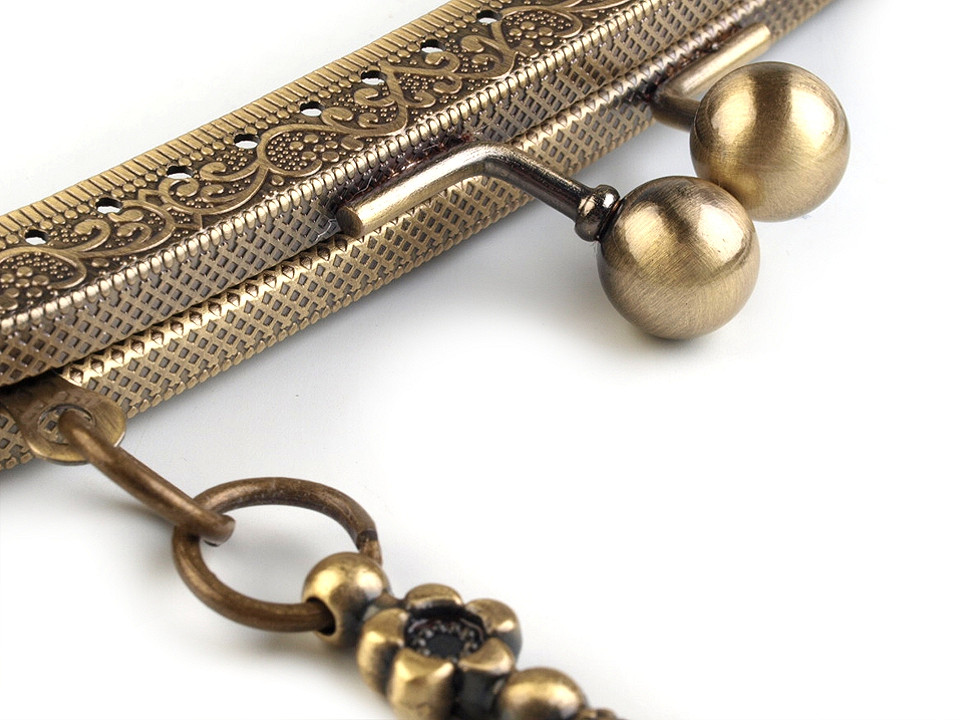 Ramă cu mâner pentru poșetă, 16,2x14 cm - Alamă antică (1 Bucată)