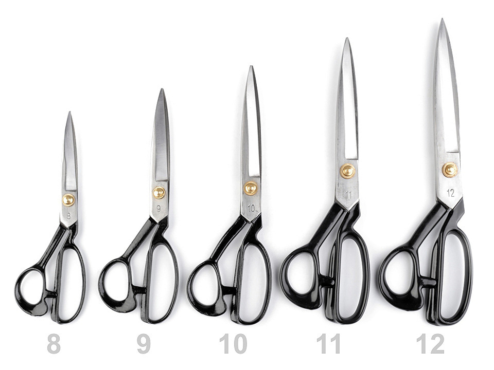 Foarfecă de croitorie, integral metalică, lungime 23 cm - Negru (1 Bucată)