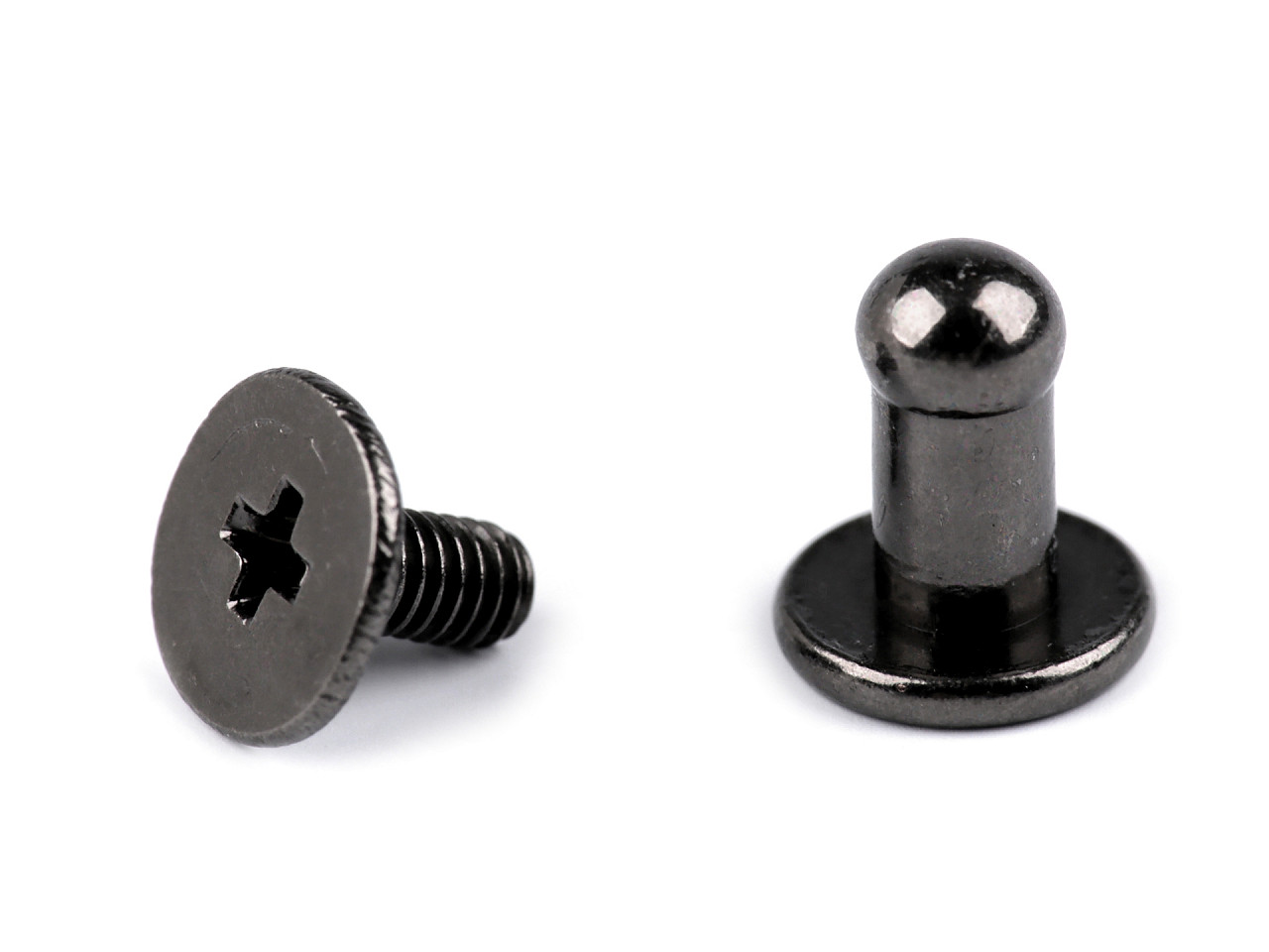 Butoni cu șurub pentru pielarie, ø4 mm - Nichel negru (5 Perechi)