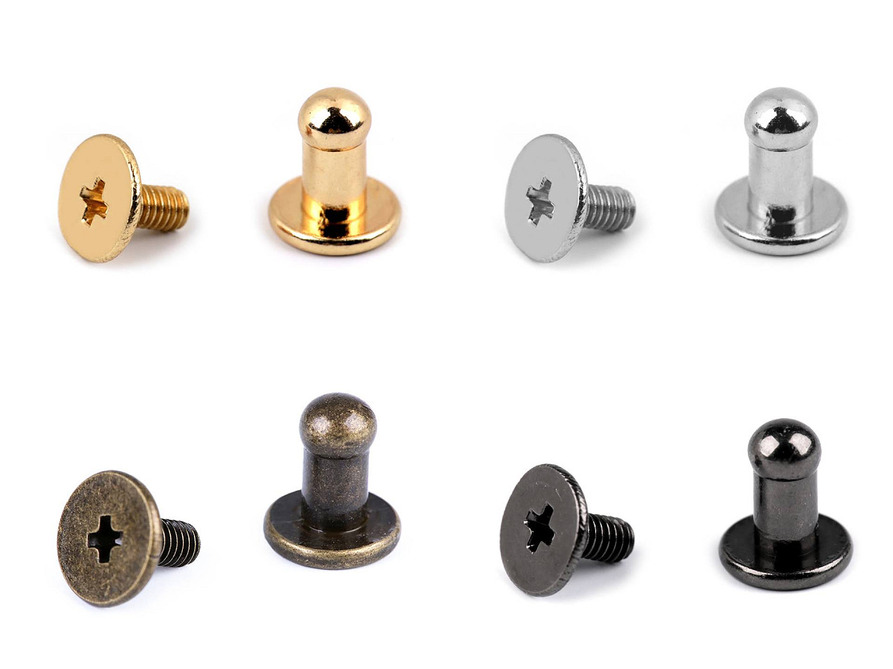 Butoni cu șurub pentru pielarie, ø4 mm - Nichel negru (5 Perechi)