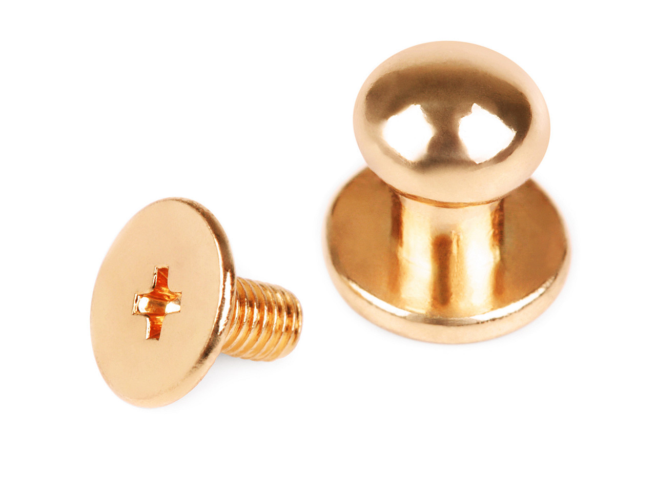 Butoni cu șurub pentru pielarie, ø7 mm - Auriu rose (10 Perechi)