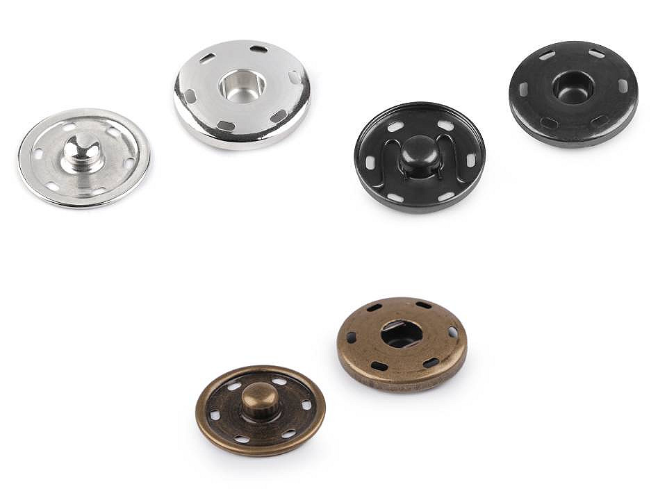 Capse metalice de cusut, ø30 mm - Nichel (5 Perechi)