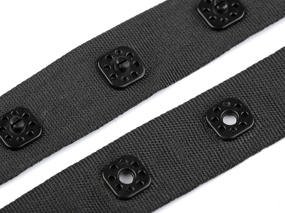 Bandă cu capse pentru confecții textile /  body, lățime 17 mm - Negru (1 Metru)