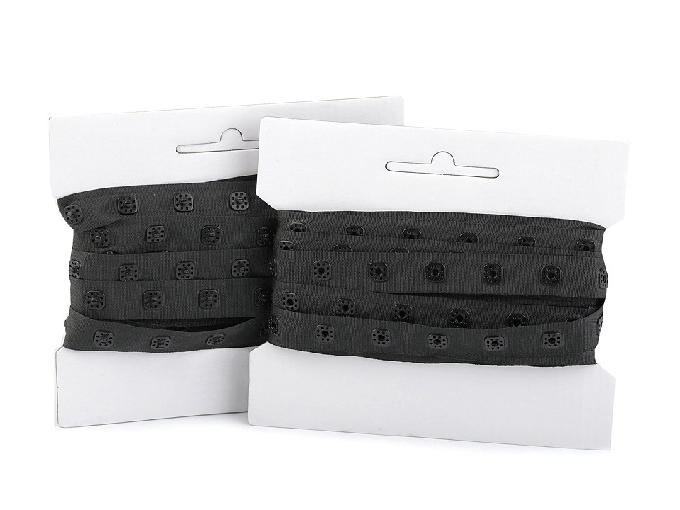 Bandă cu capse pentru confecții textile /  body, lățime 17 mm - Negru (1 Metru)