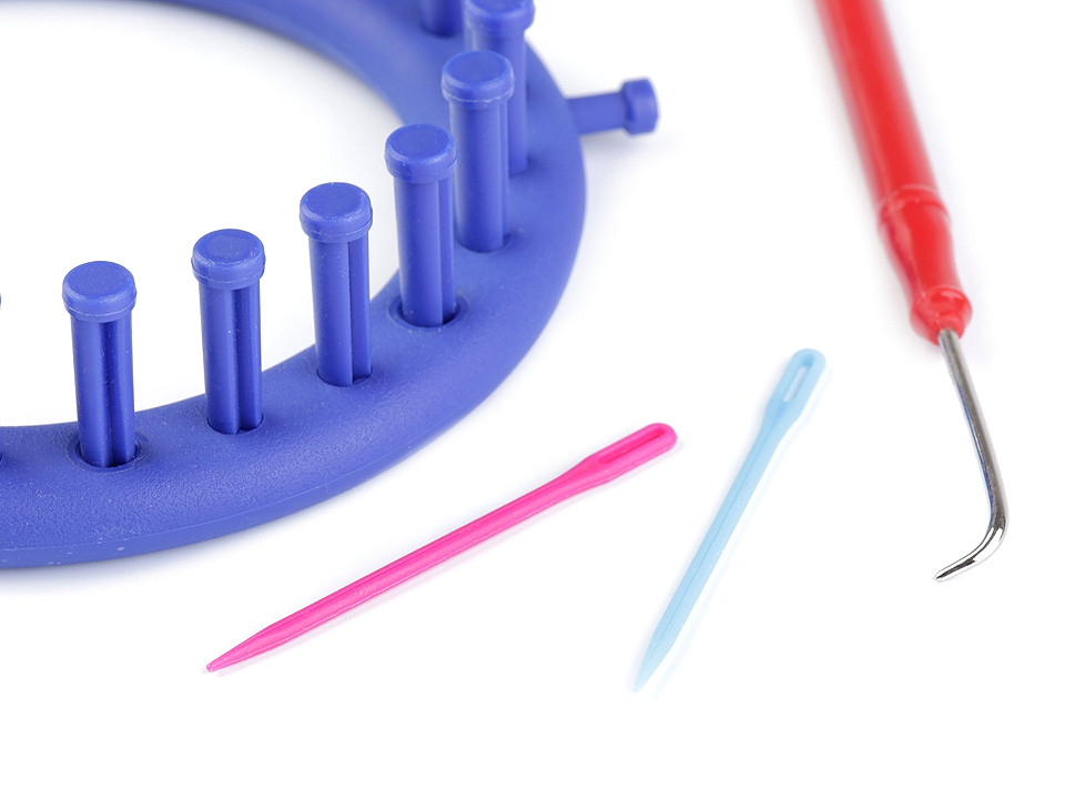 Gherghef pentru tricotat circular, set 4 piese, ø14 cm - Albastru safir (1 Set)